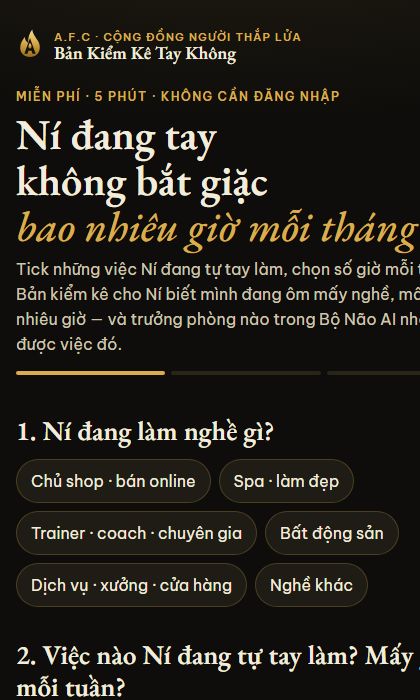 Công cụ Bản Kiểm Kê Tay Không trên điện thoại