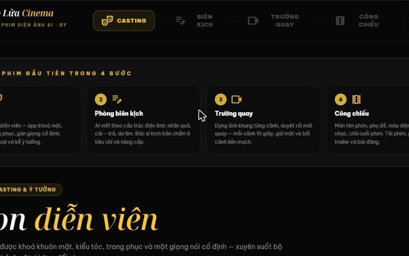 Giao diện ứng dụng Thắp Lửa Cinema